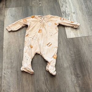 Pekkle Adorable Beige Baby Onesie with Bear Print